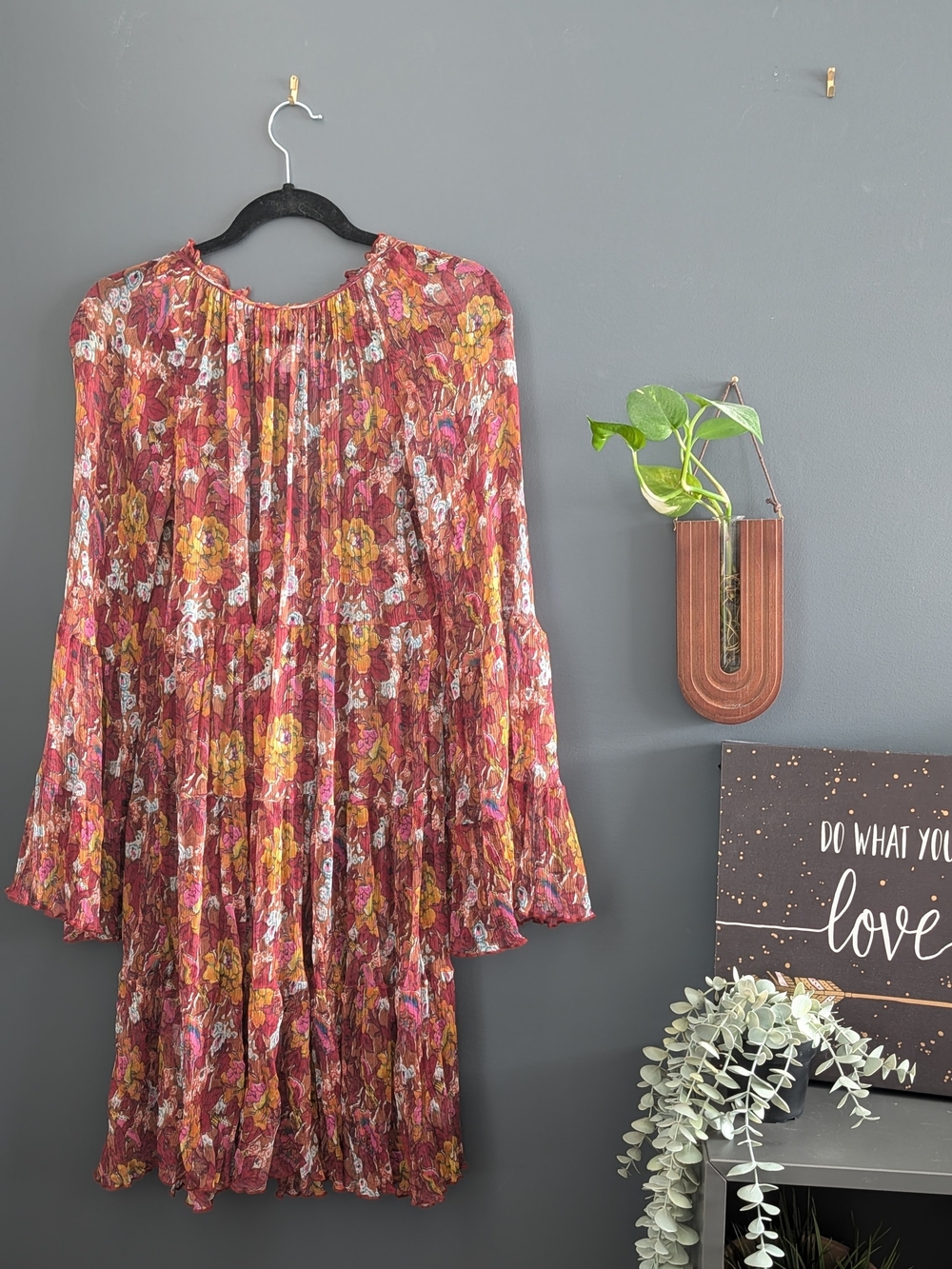 Johnny Was Daisy Floral Mini Dress in Burgundy, Mustard & Pink Size S - Picture 7 of 10